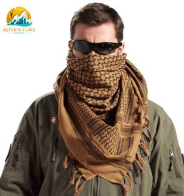Man wearing an authentic shemagh outdoor adventure scarf