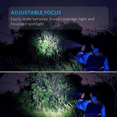 Anker Super Bright Tactical Flashlight, Rechargeable (18650 Battery Included), Zoomable, IP65 Water-Resistant, 900 Lumens CREE LED, 5 Light Modes for Camping and Hiking, Bolder LC90