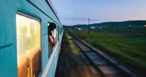 AdventureHacks team members traveling on the Trans-Siberian Express from Japan to Russia