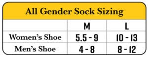 Organic Merino Wool Mountain Hiking Socks Size Chart