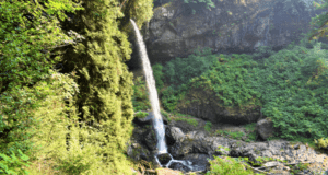 waterfall near a trail outside of bend oregon