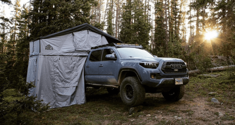 Hutch Tent Rooftop Tent on Top of a 2021 Toyota Tacoma TRD Off Road