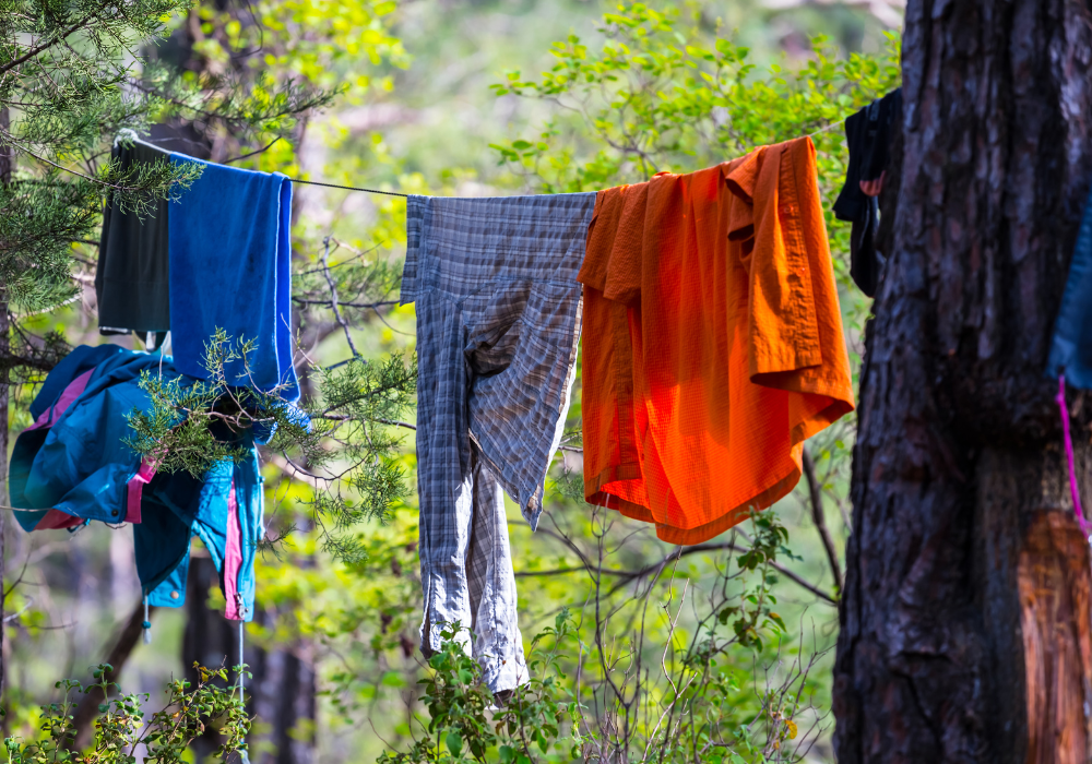 Camping Clothes Drying on a clothesline